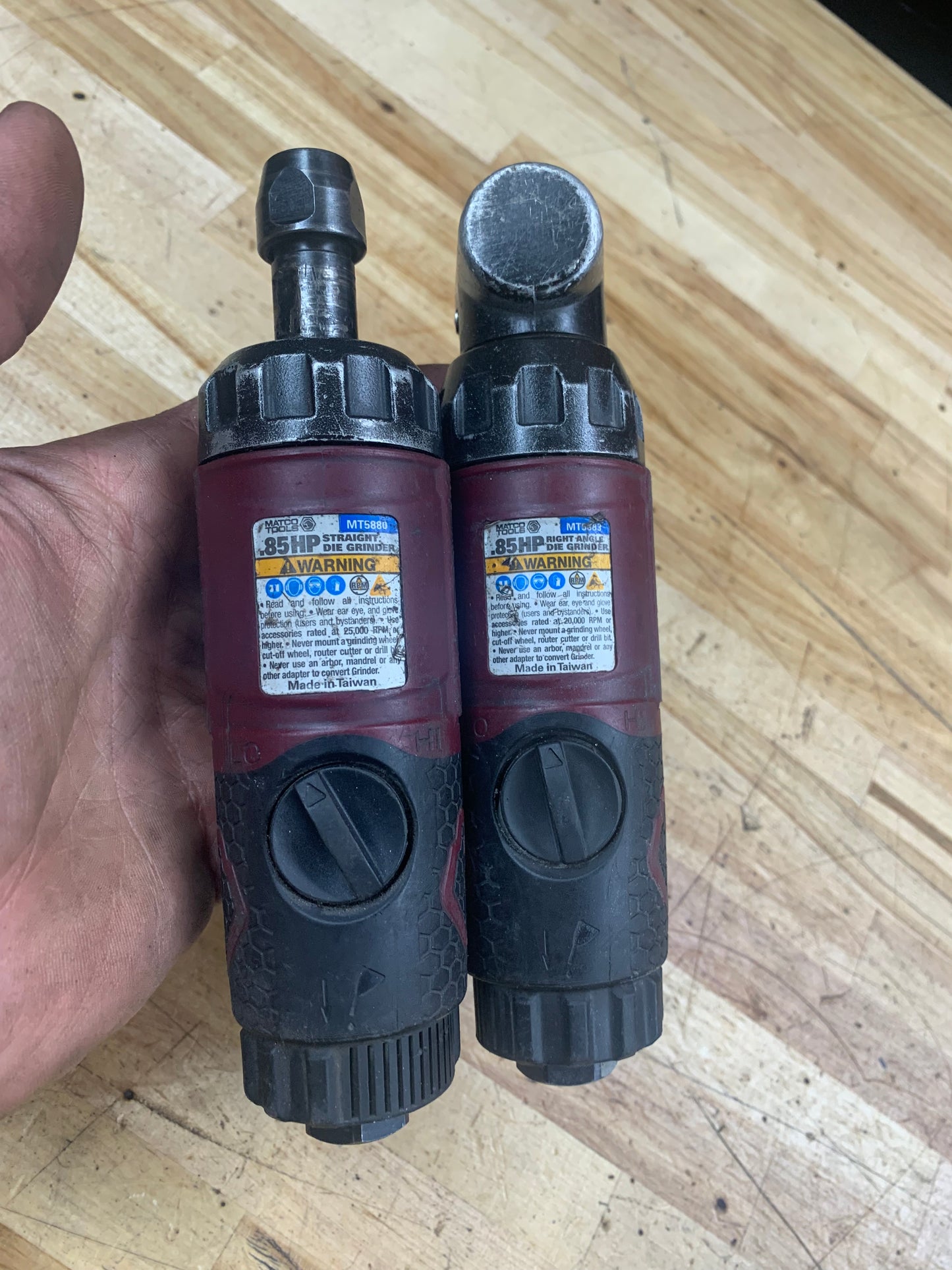 Matco Air Die Grinder Pair 90 Degrees and Straight.  MT5880, MT5883