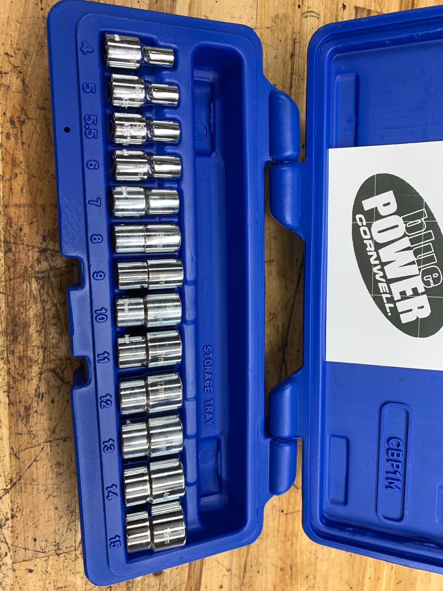 Blue Power by Cornwell 1/4" Metric Shallow Chrome Socket Set CBP1M