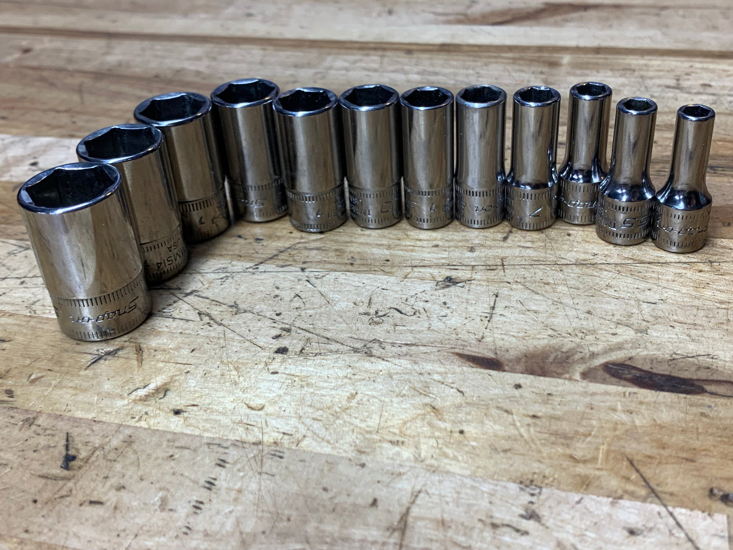 Snap On 1/4" Metric Semi Deep Chrome Socket Set 12pc USA 112TMMSY