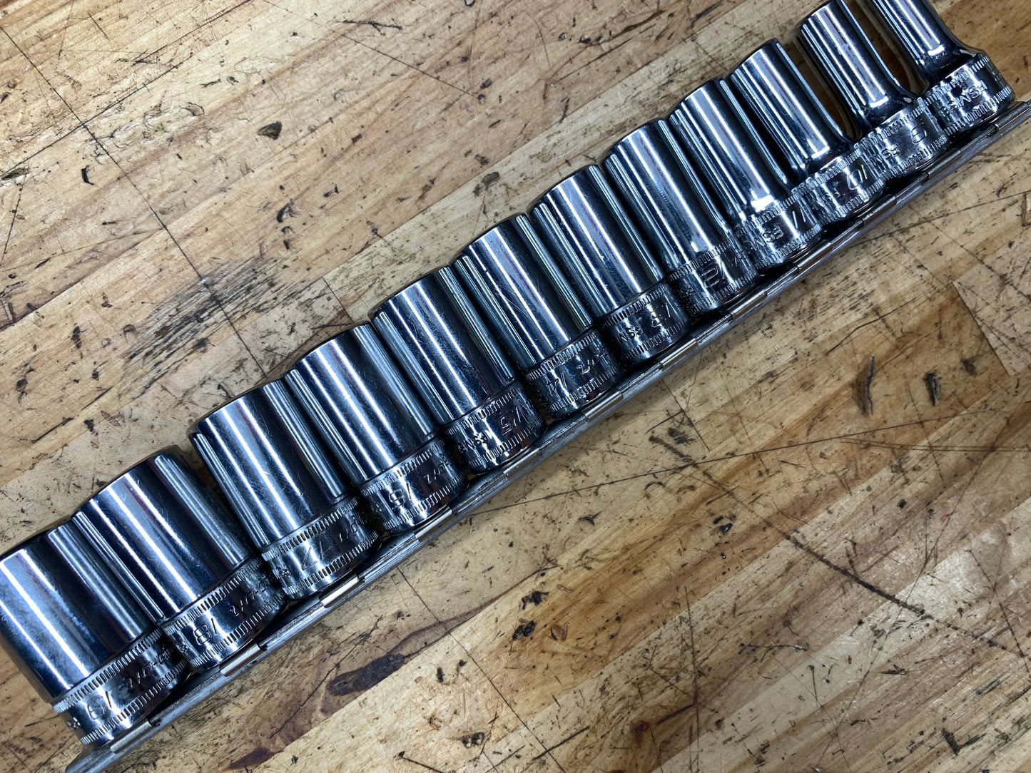 Snap On 3/8" Metric Semi Deep Socket Set 12pc USA 212FSMSY