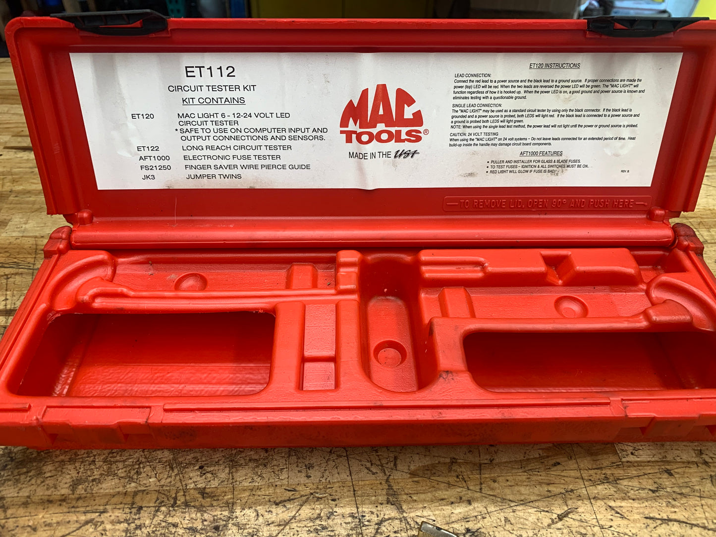 Mac Tools Test Light Kit USA ET112