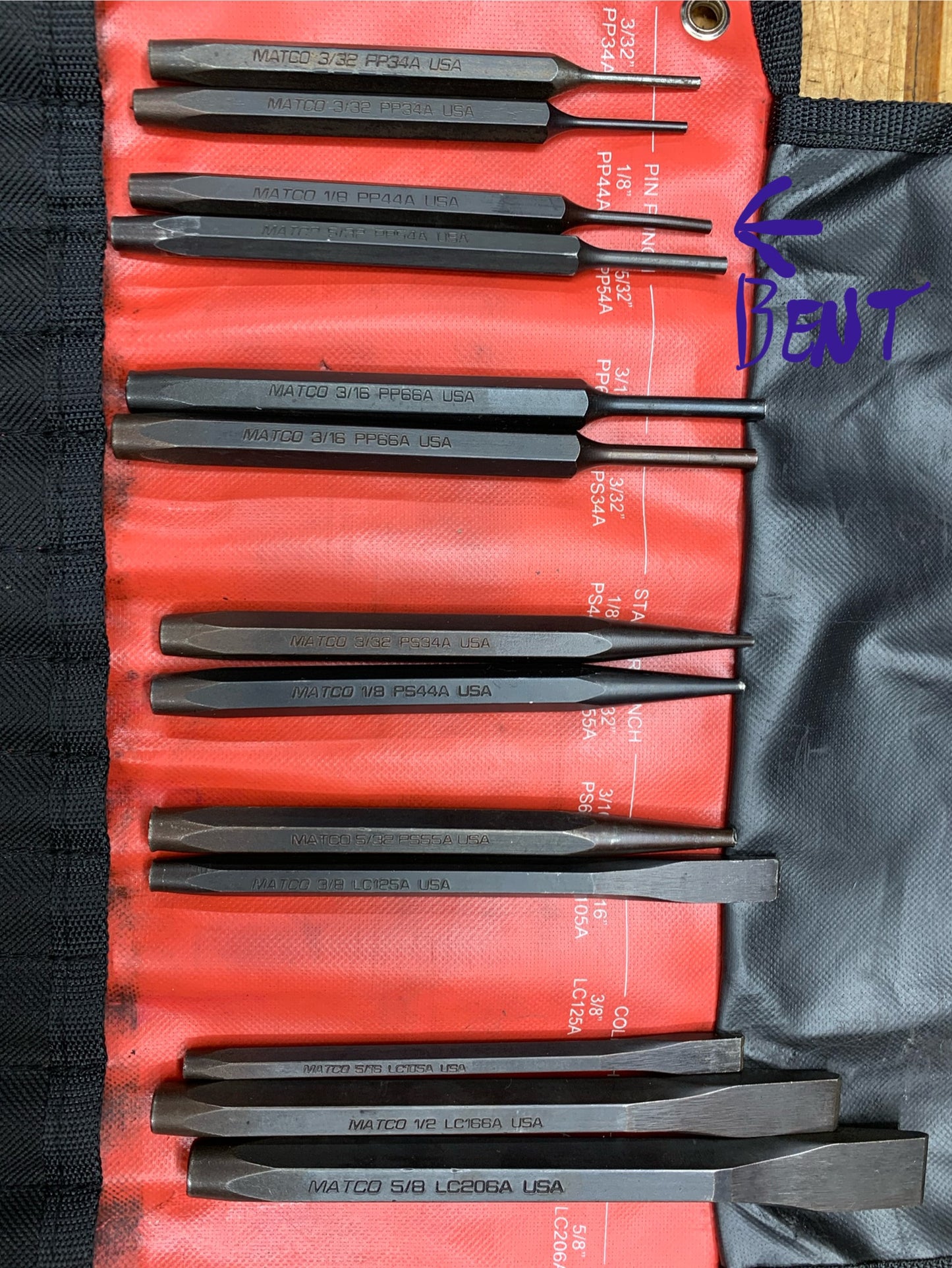 Matco 12pc Punch Set Pouch USA SPL12KA