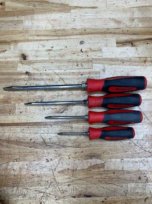Snap On 4pc Flathead Instinct Handle Screwdriver Set USA