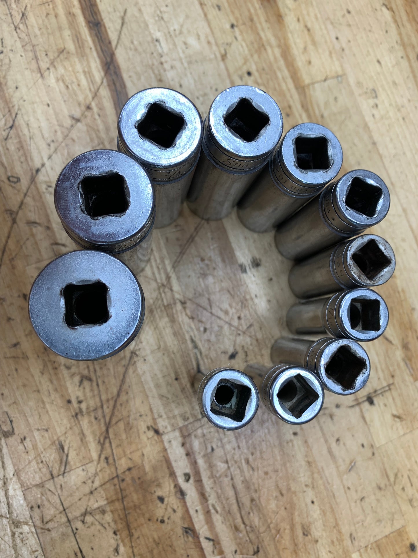 Snap On 3/8” SAE Deep Socket Set 11pc 1/4"-7/8" USA 211SFSY