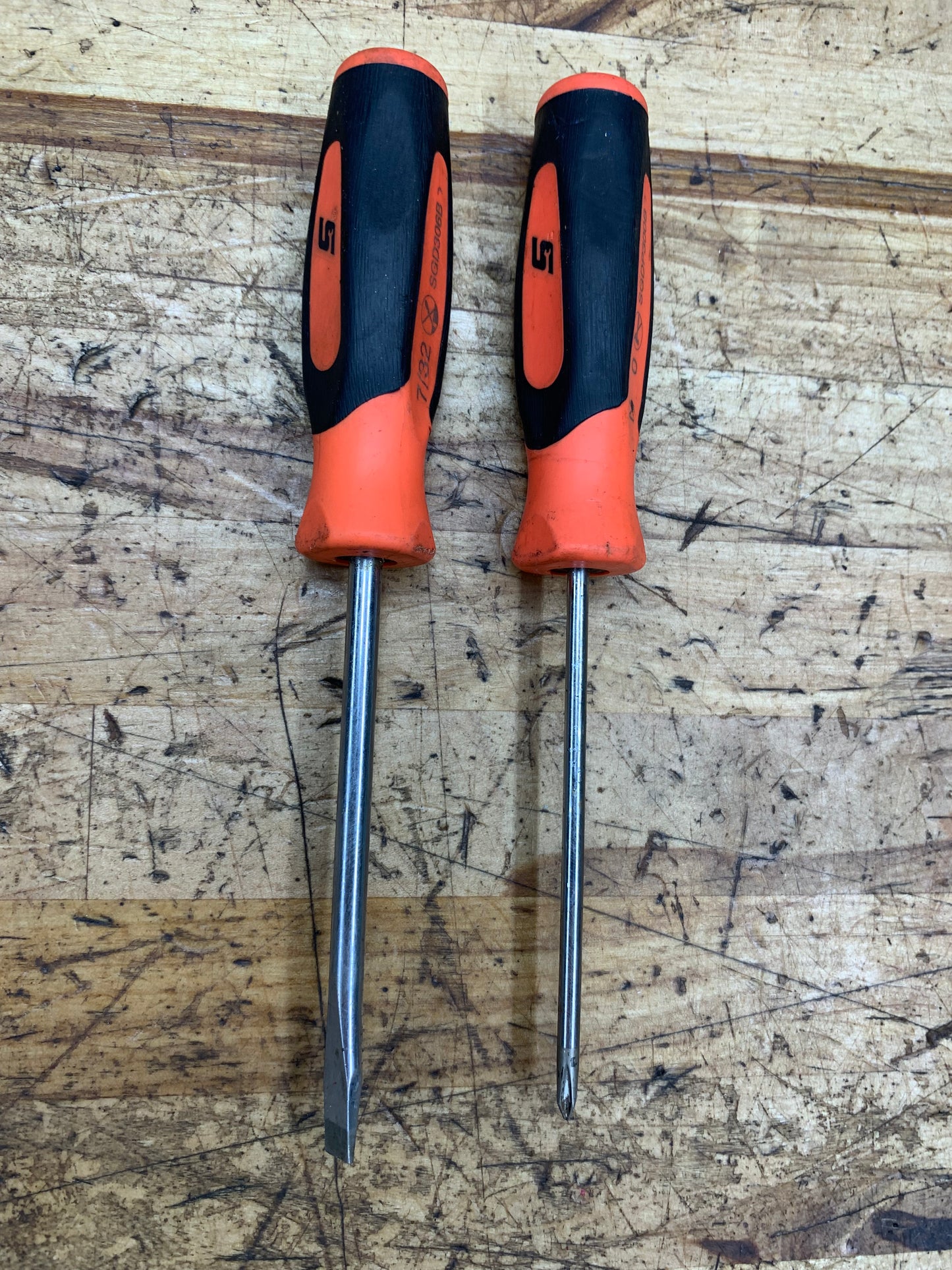 Snap On Mini Instinct Screwdriver Pair No.0 Phillips and 7/32" Flathead USA