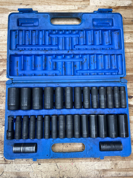 GP 1/2” Metric/SAE Deep Impact Socket Sets Grey Pneumatic 1512DM