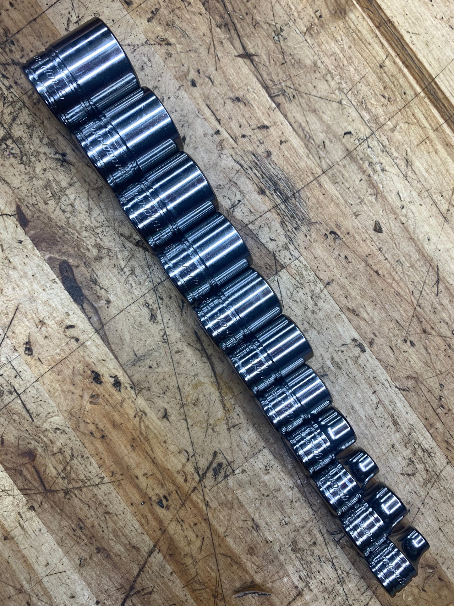 Snap On 3/8" SAE Shallow Socket Set 11pc MINT USA 211FSY