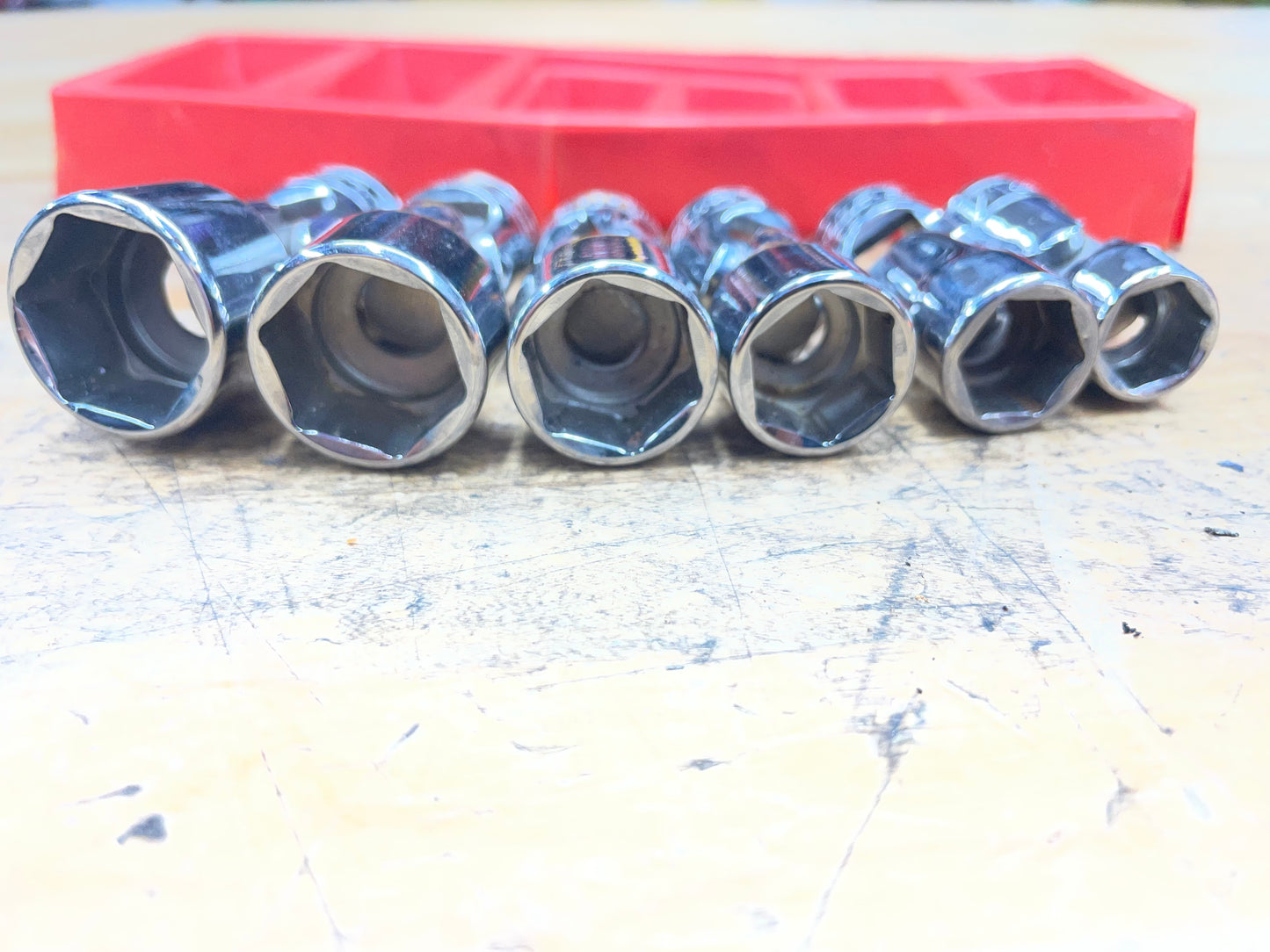 Snap On 3/8” SAE Universal Swivel Chrome Socket Set 6pc USA 206AFSA