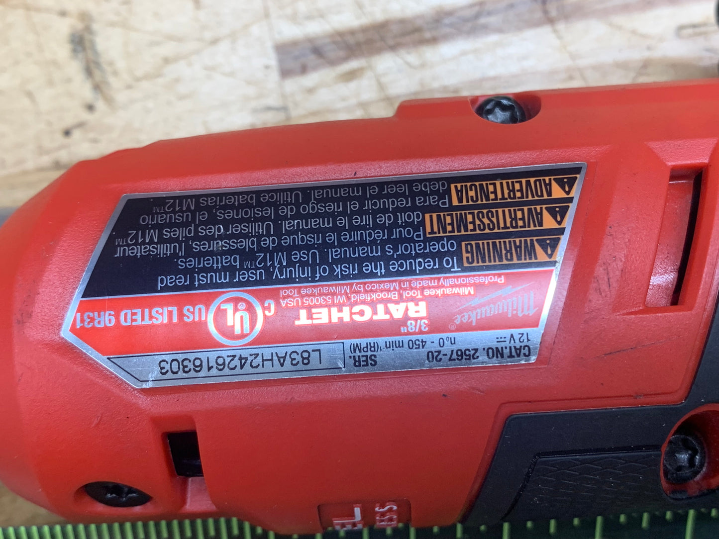 Milwaukee 3/8" Fuel M12 Lithium Ratchet WITH BATTERY 2567-20