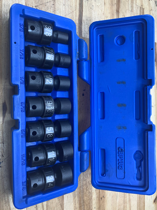 Blue Power by Cornwell SAE Impact swivel socket set 3/8” CBPIU2