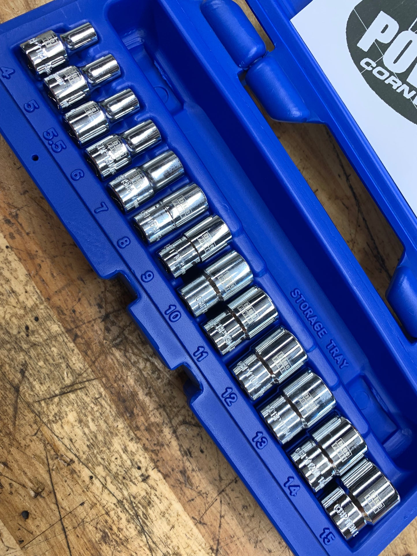 Blue Power by Cornwell 1/4" Metric Shallow Chrome Socket Set CBP1M