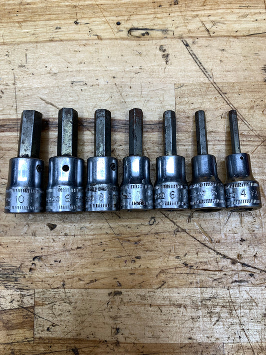 Snap On 3/8” Metric Hex Bit Socket Set 7pc USA 207EFAMY
