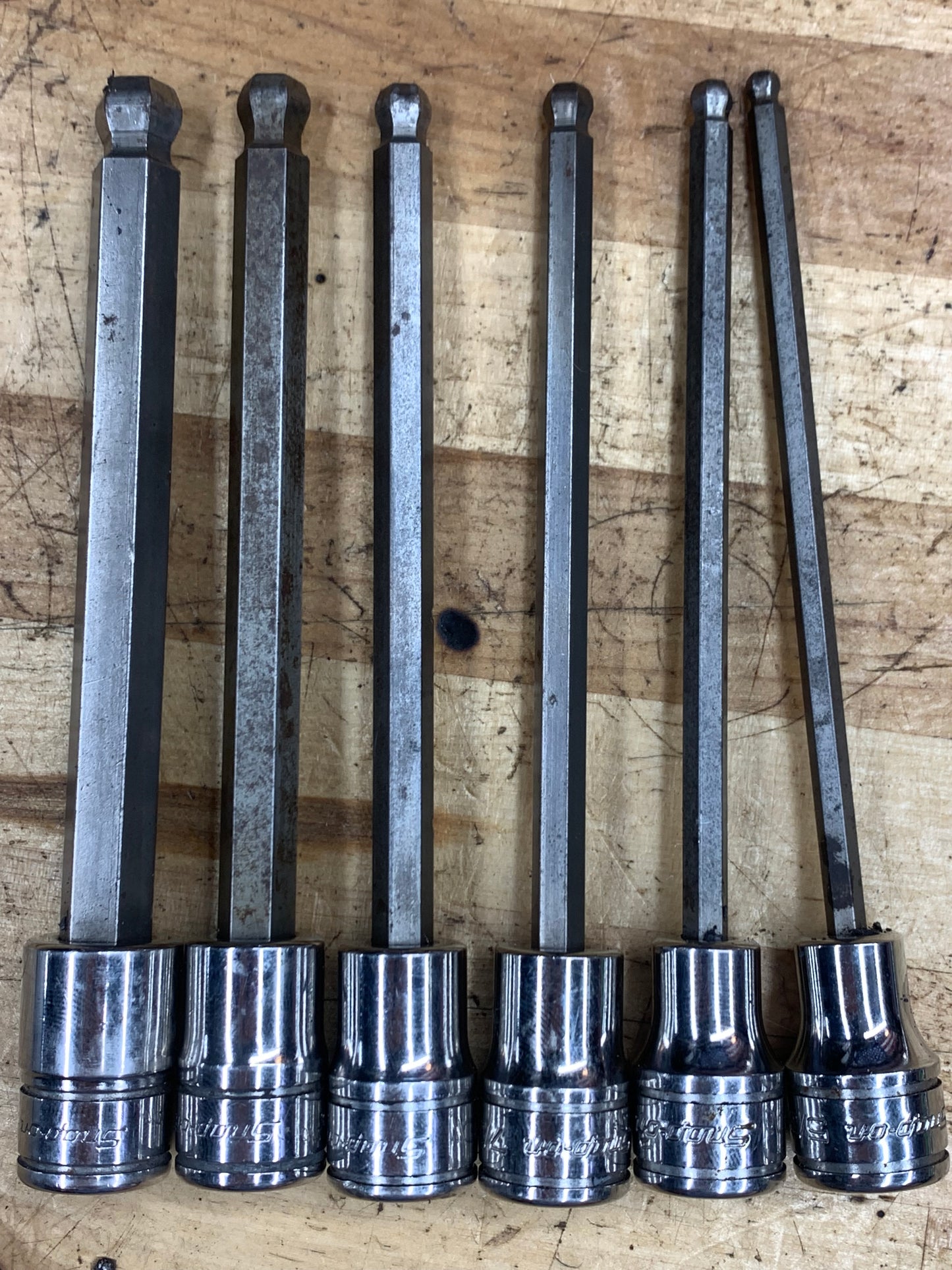 Snap On SAE Long Hex Ball End 3/8” Socket Set 6pc. USA 206EFABL