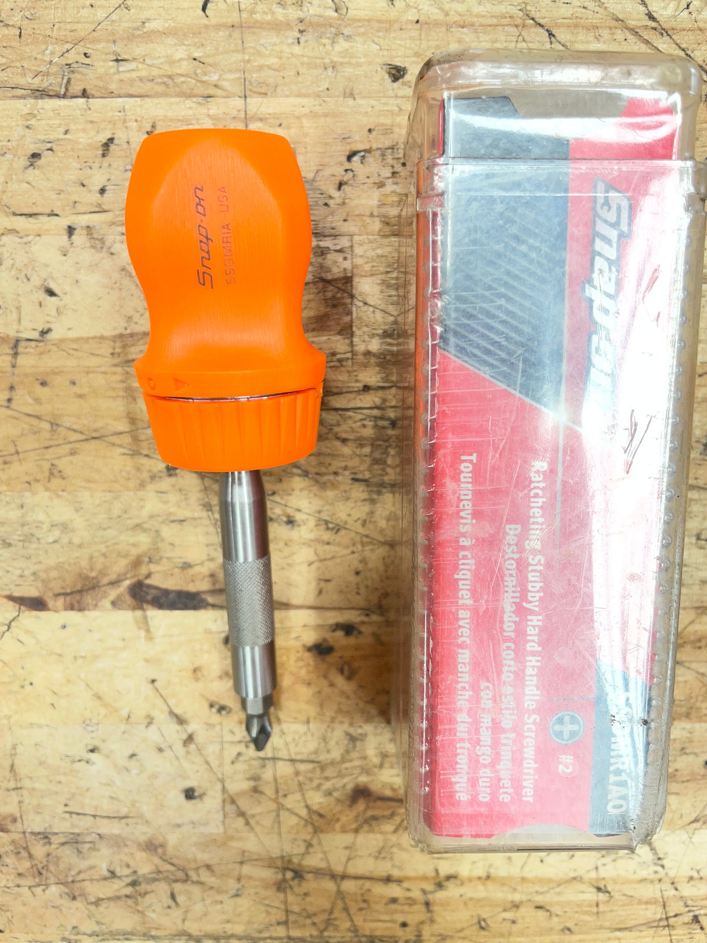 Snap On Stubby Ratcheting Screwdriver Orange Hard Handle USA BRAND NEW SSDMR1A