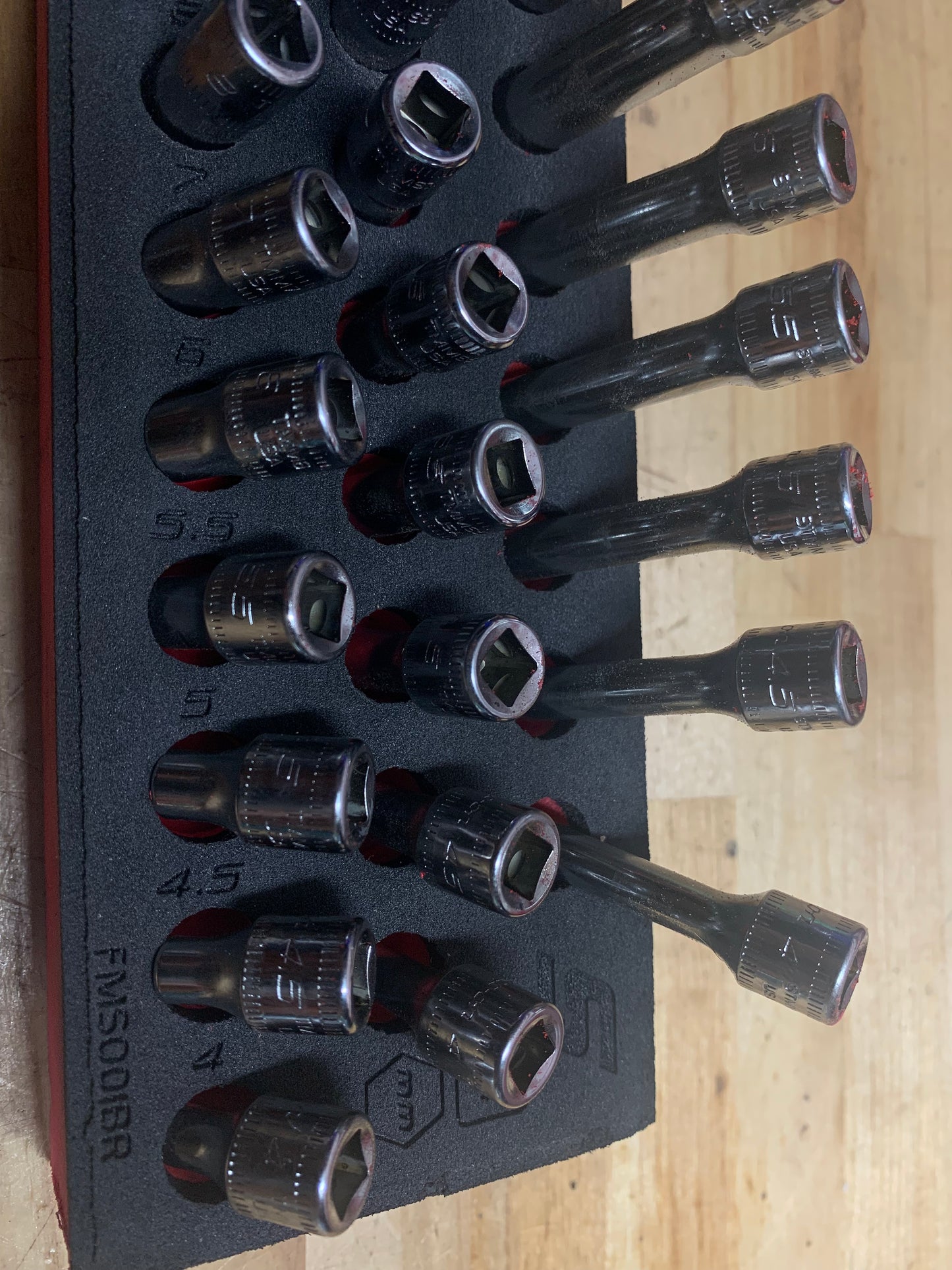 Snap On 1/4" Metric Master Socket Set in Foam. 142STMMSYFR1