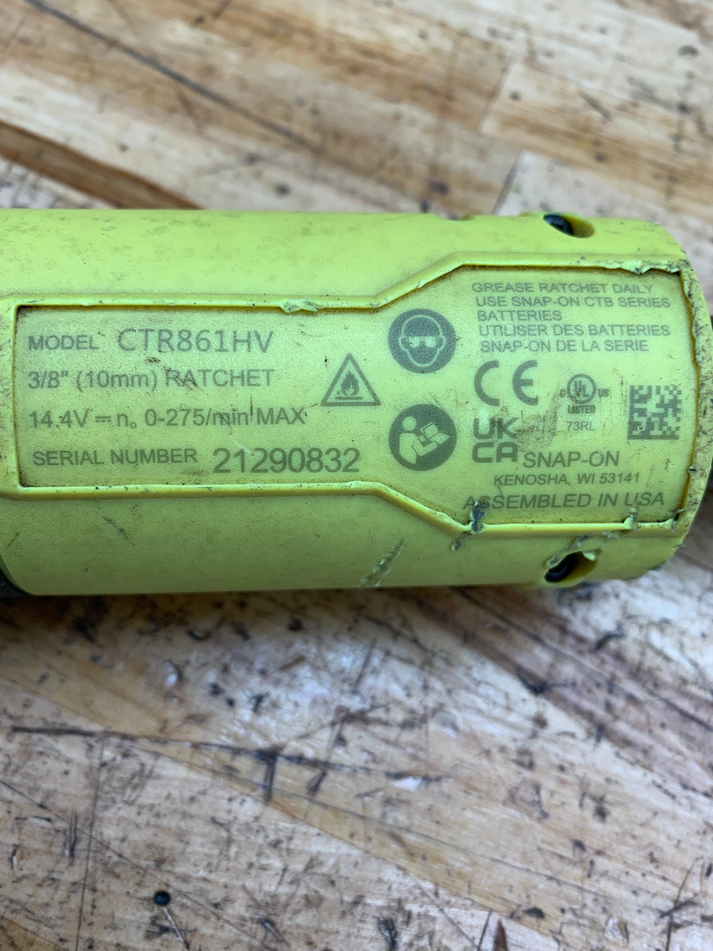 Snap On 3/8" 14v Ratchet HiViz Yellow  CTR861HV