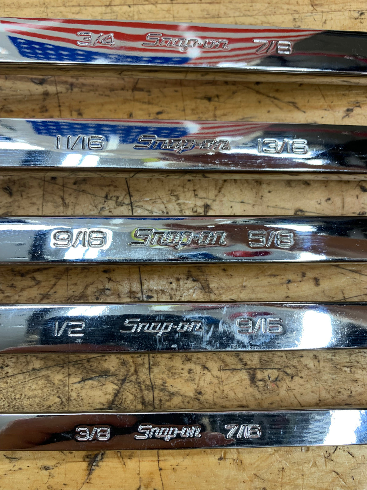 Snap On SAE 60 Degree Deep Offset Box Wrench Set 5pc 3/8"-7/8" USA NICE XO605