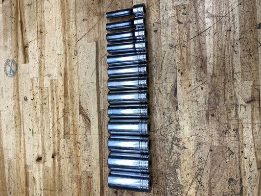 Snap On 1/2" SAE Deep Socket Set 13pc USA 313TSYA