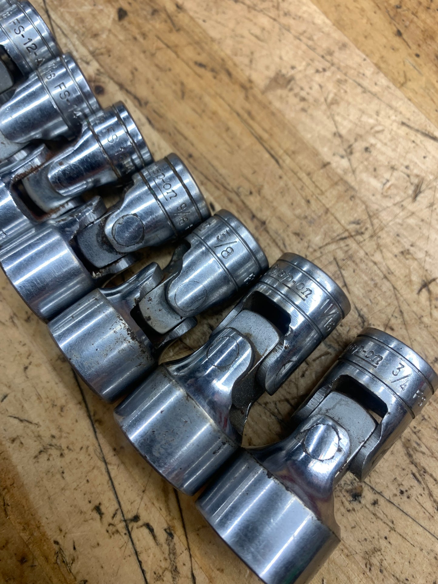 Snap On 3/8” SAE Universal Swivel Sockets 8pc USA