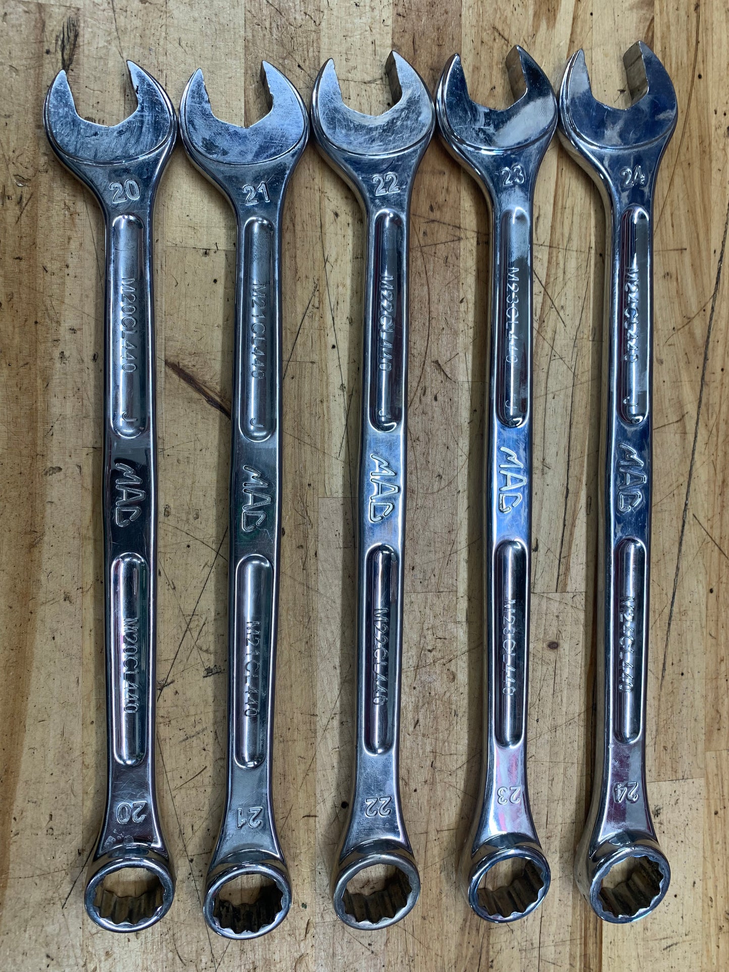 Mac Tools XL Metric Combo Wrench set 20-24mm 5pc SCLM5RBRT