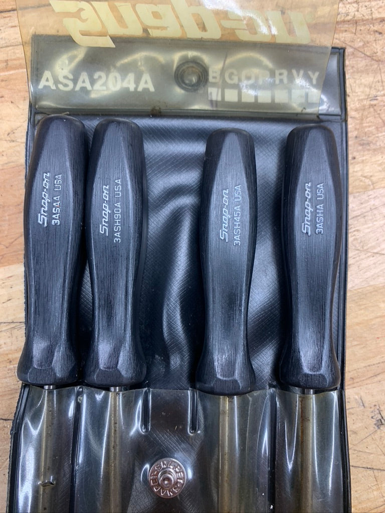 Snap On Vintage Black Hard Handle Mini Pick Pouch Set 4pc ASA204A