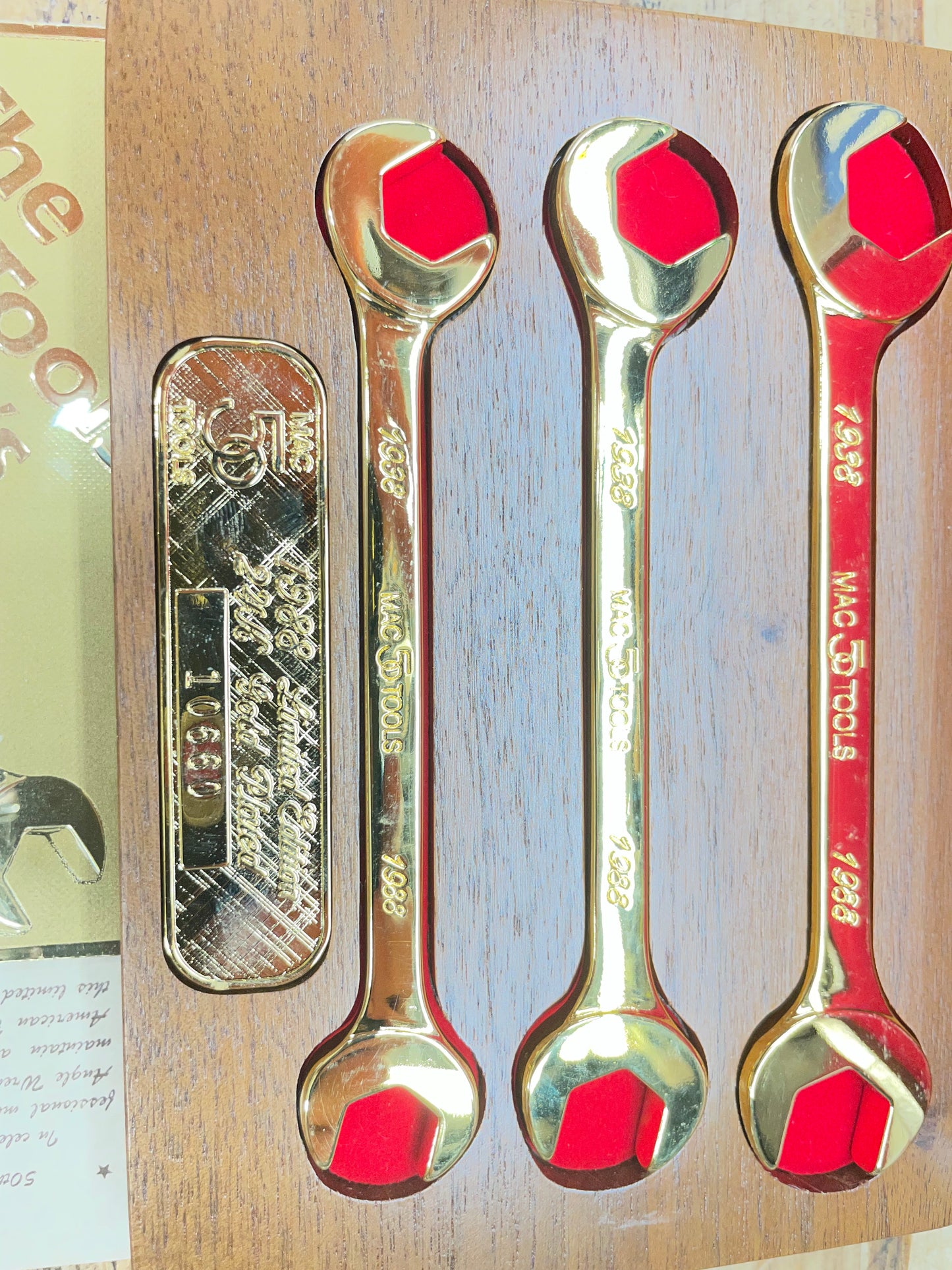Mac Tools 1988 50th Anniversary Limited Edition 24k Gold Plated Four Way Open Wrench Set USA SDA1998