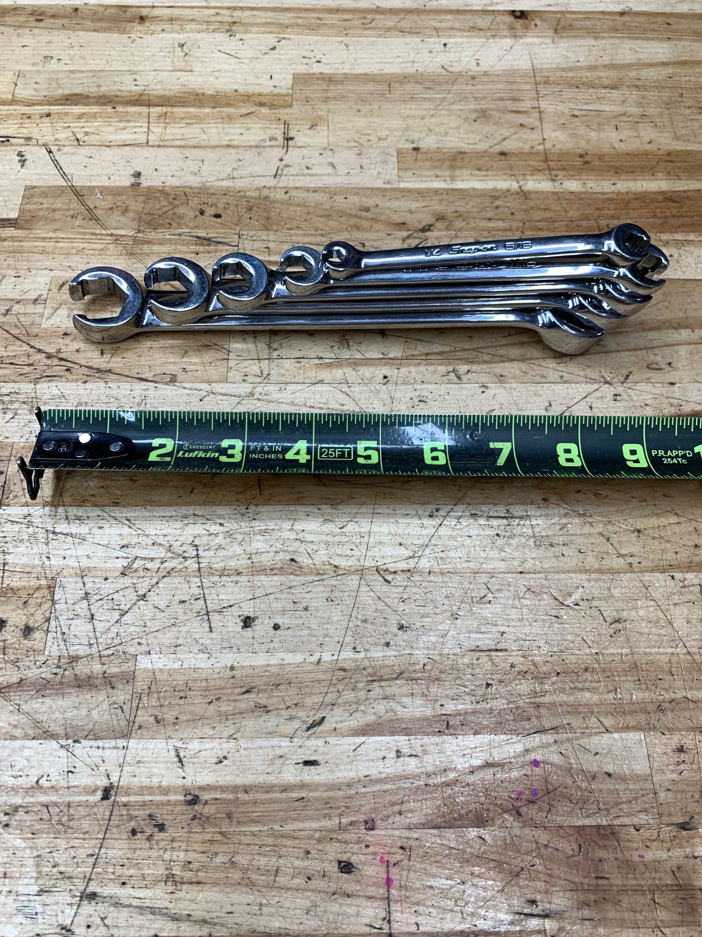 Snap On SAE Flare Wrench Set 5pc USA 1/4"-13/16" RXFS605B