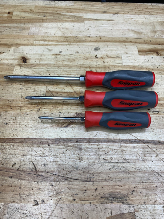 Snap On 3pc Phillips Hard Instinct Handle Screwdriver Set USA