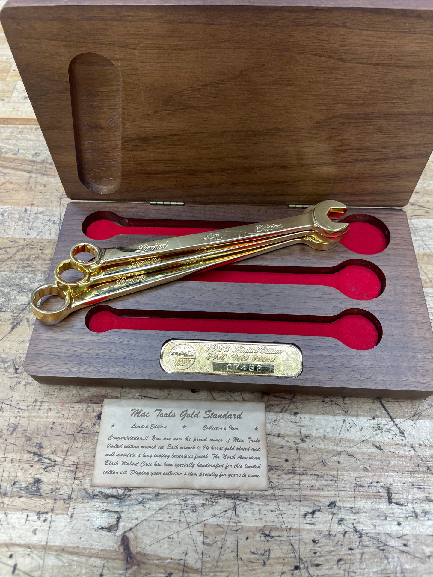 Mac Tools 1986 Limited Edition 24k Gold Plated Combo Wrench Set USA SCL1986