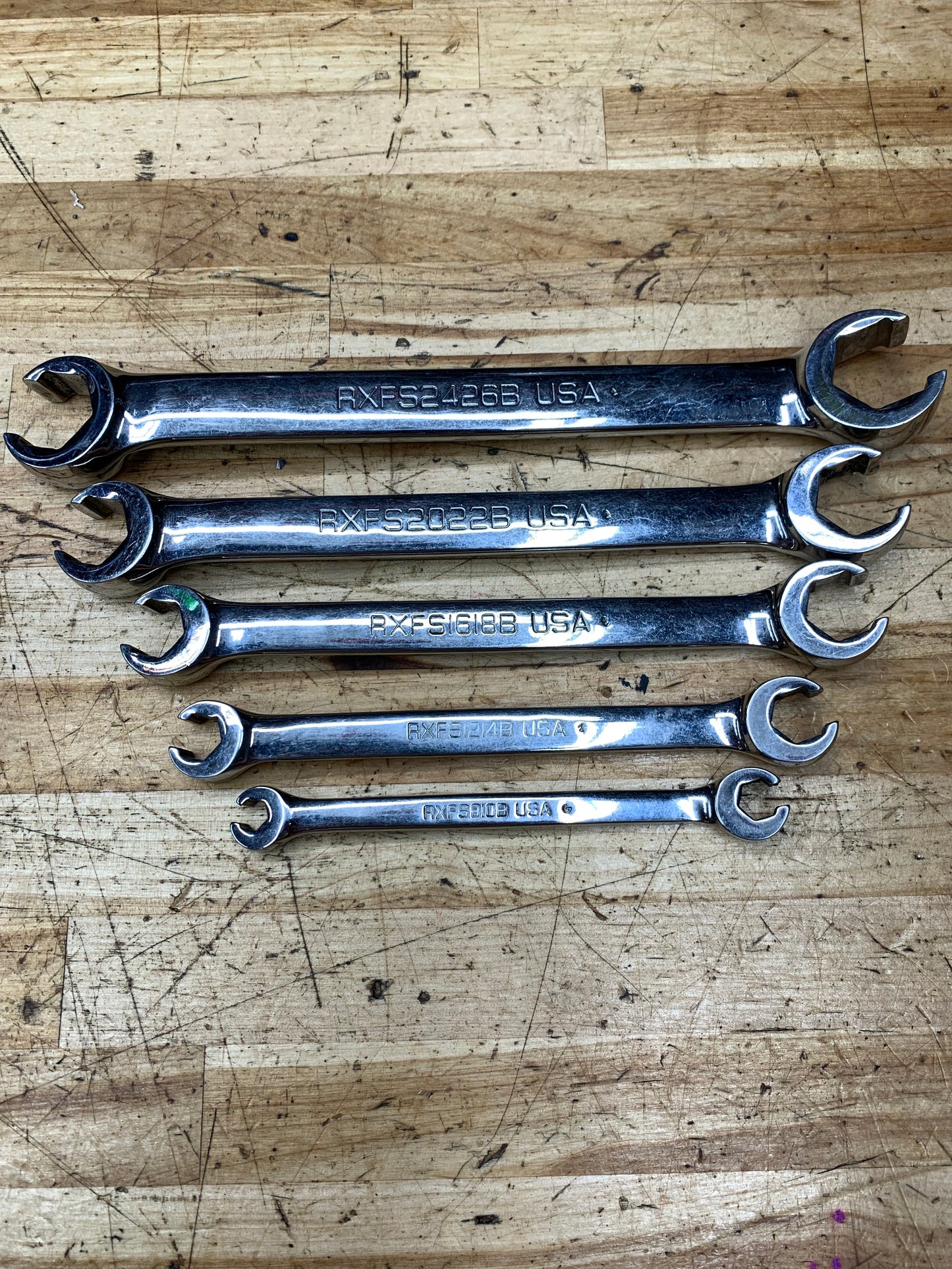 Snap On SAE Flare Wrench Set 5pc USA 1/4"-13/16" RXFS605B