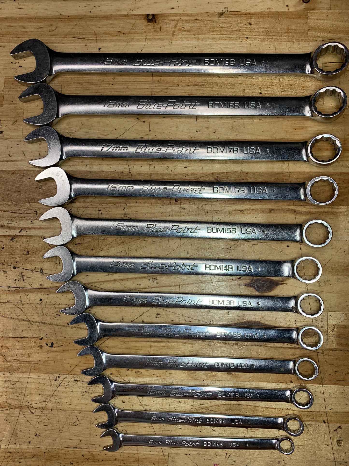 Blue Point Metric Combo Wrench Set 8-19mm 12pc USA BLPCWSM712B