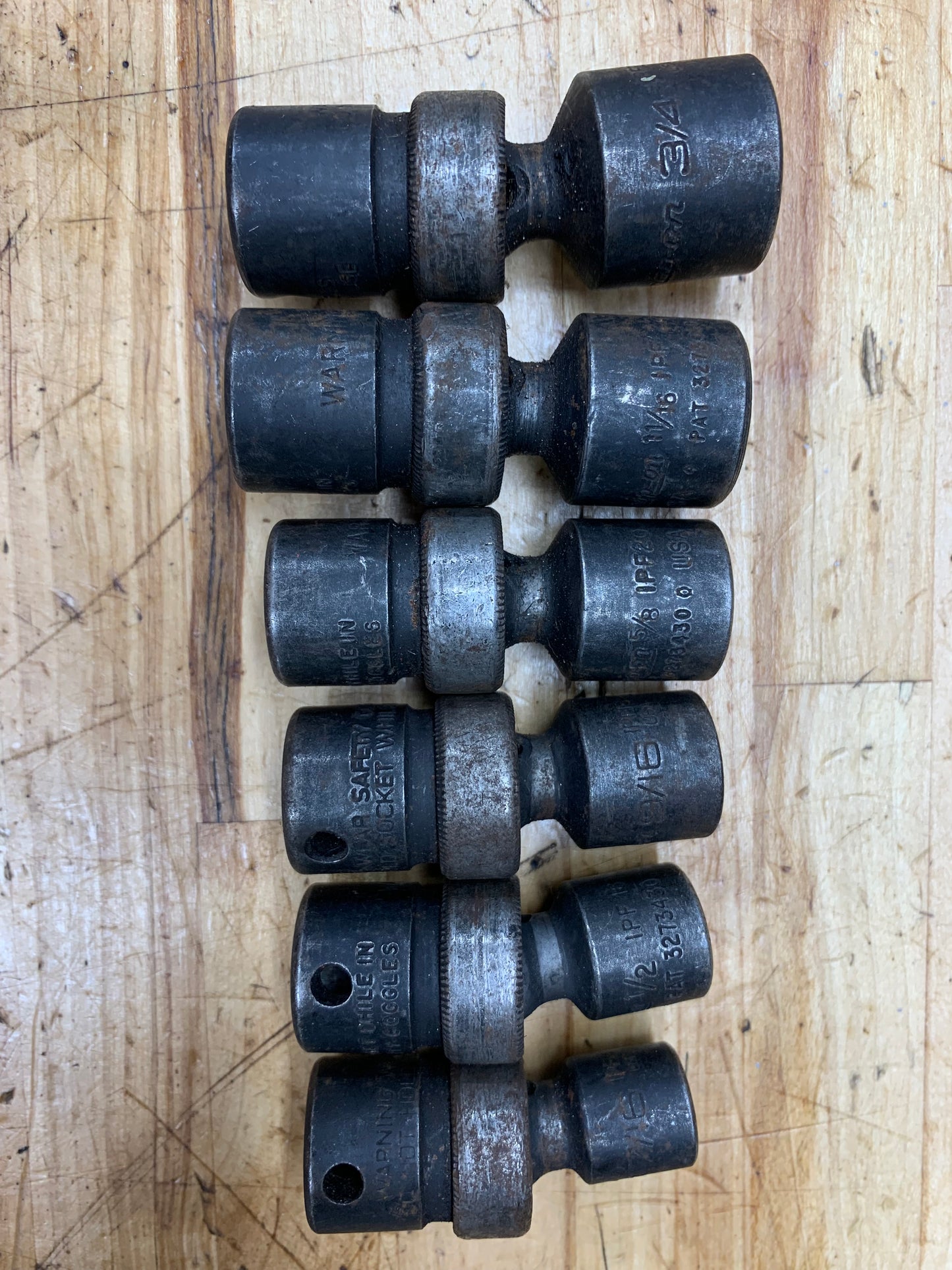 Snap On 3/8” SAE Impact Swivel Universal Socket Set 6pc USA