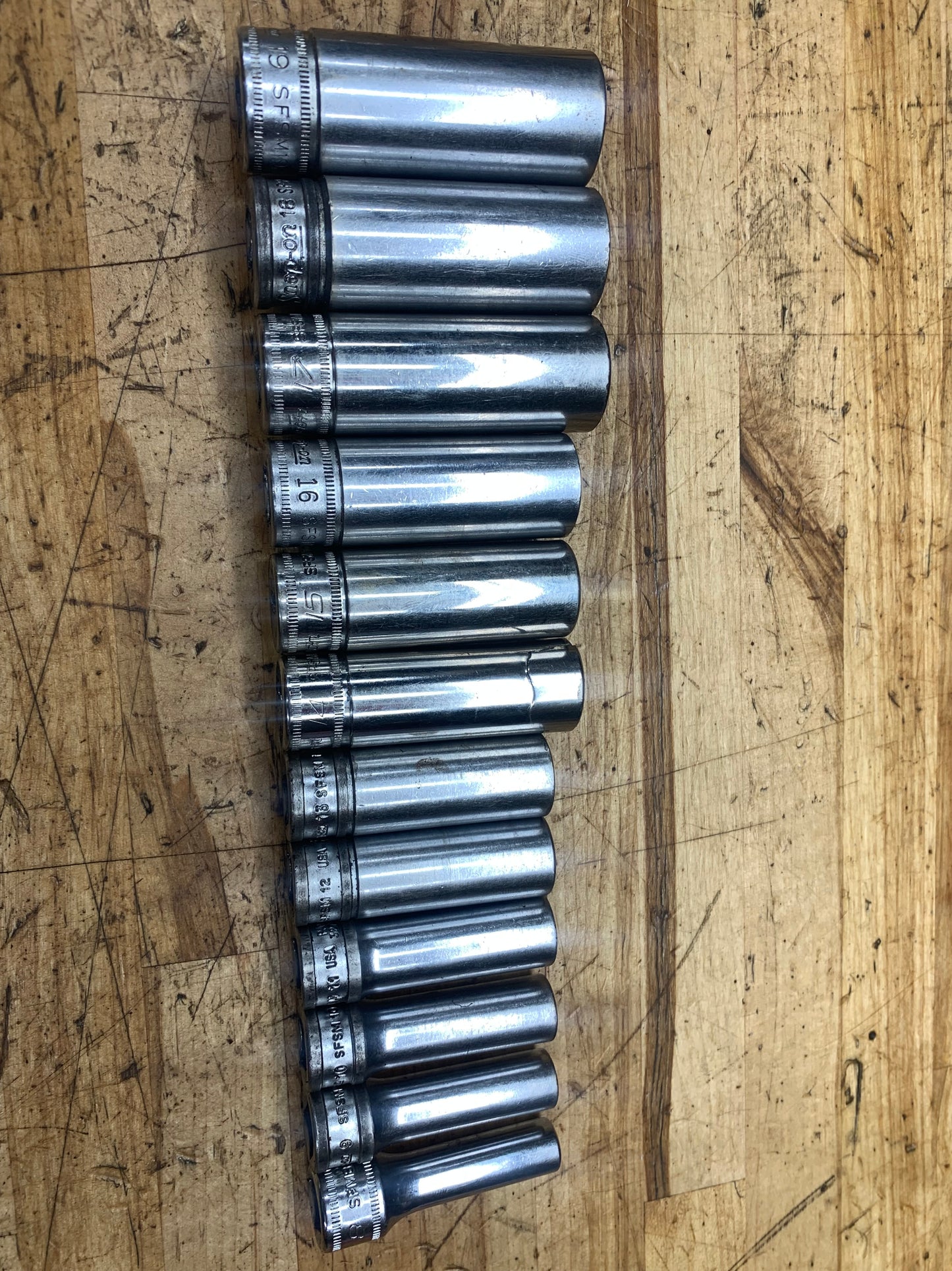 Snap On 3/8” Metric 12pc Deep Socket Set USA 212SFSMY