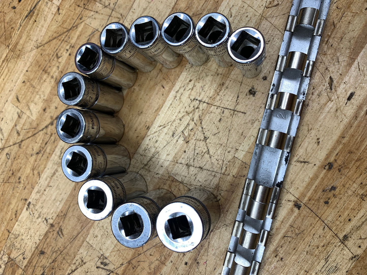 Snap On 3/8" Metric Semi Deep Socket Set 12pc USA 212FSMSY