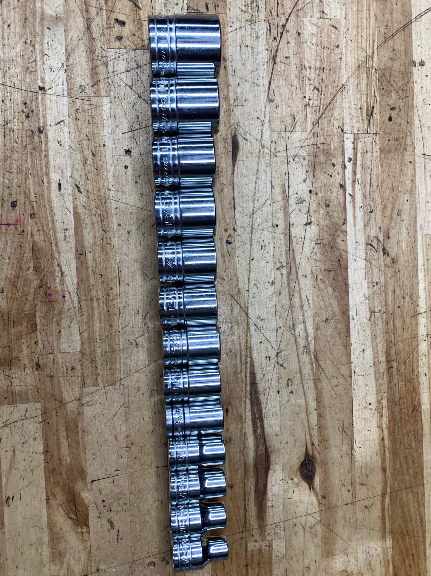 Snap On 1/2" SAE Shallow Socket Set 3/8"-1-1/8" 13pc USA 313SWYA