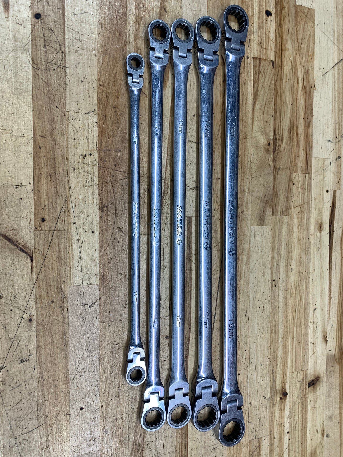 Matco XL Metric Flex Head Ratcheting Wrench Set 5pc. SRFBXLM52TA