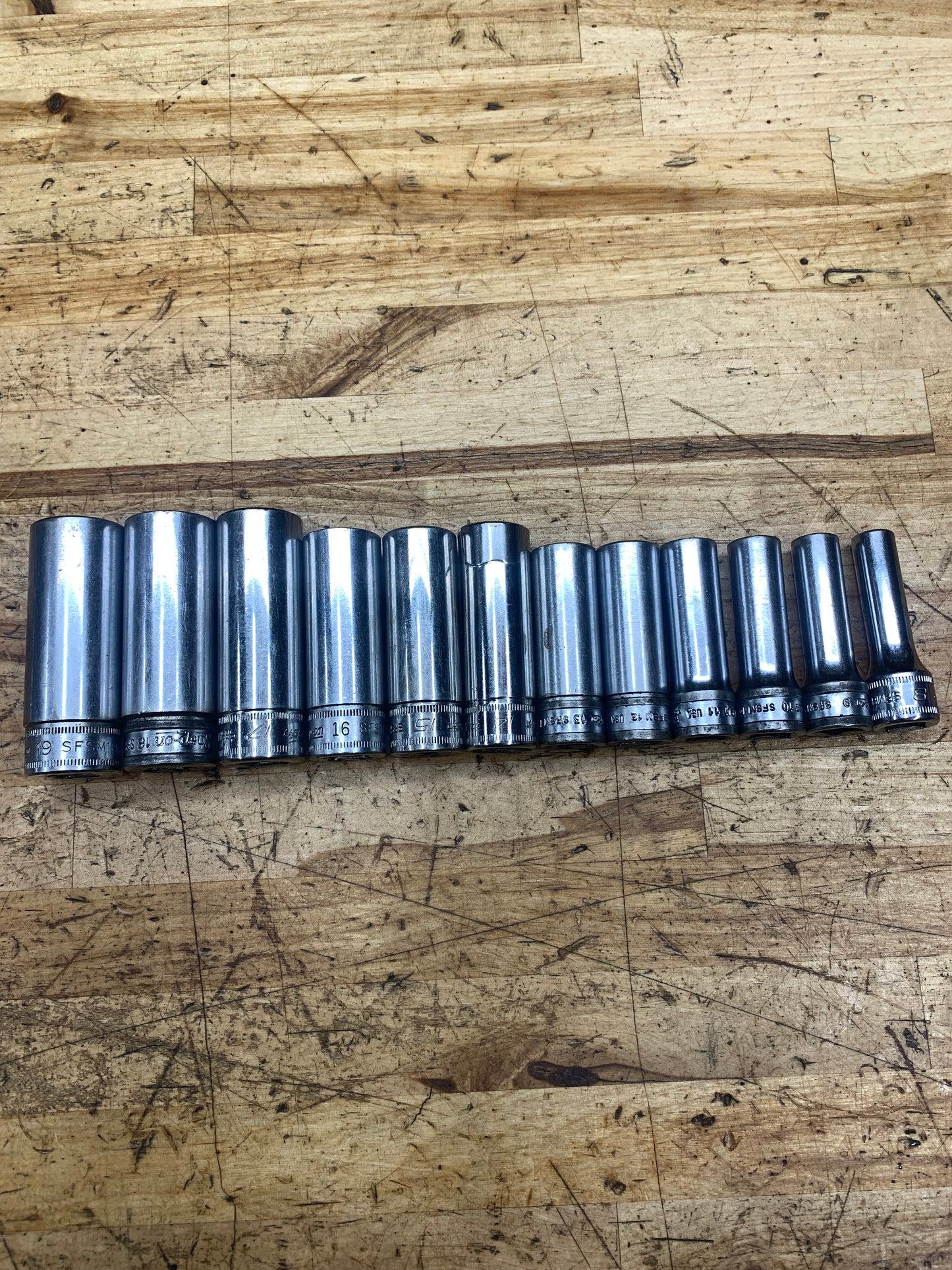 Snap On 3/8” Metric 12pc Deep Socket Set USA 212SFSMY
