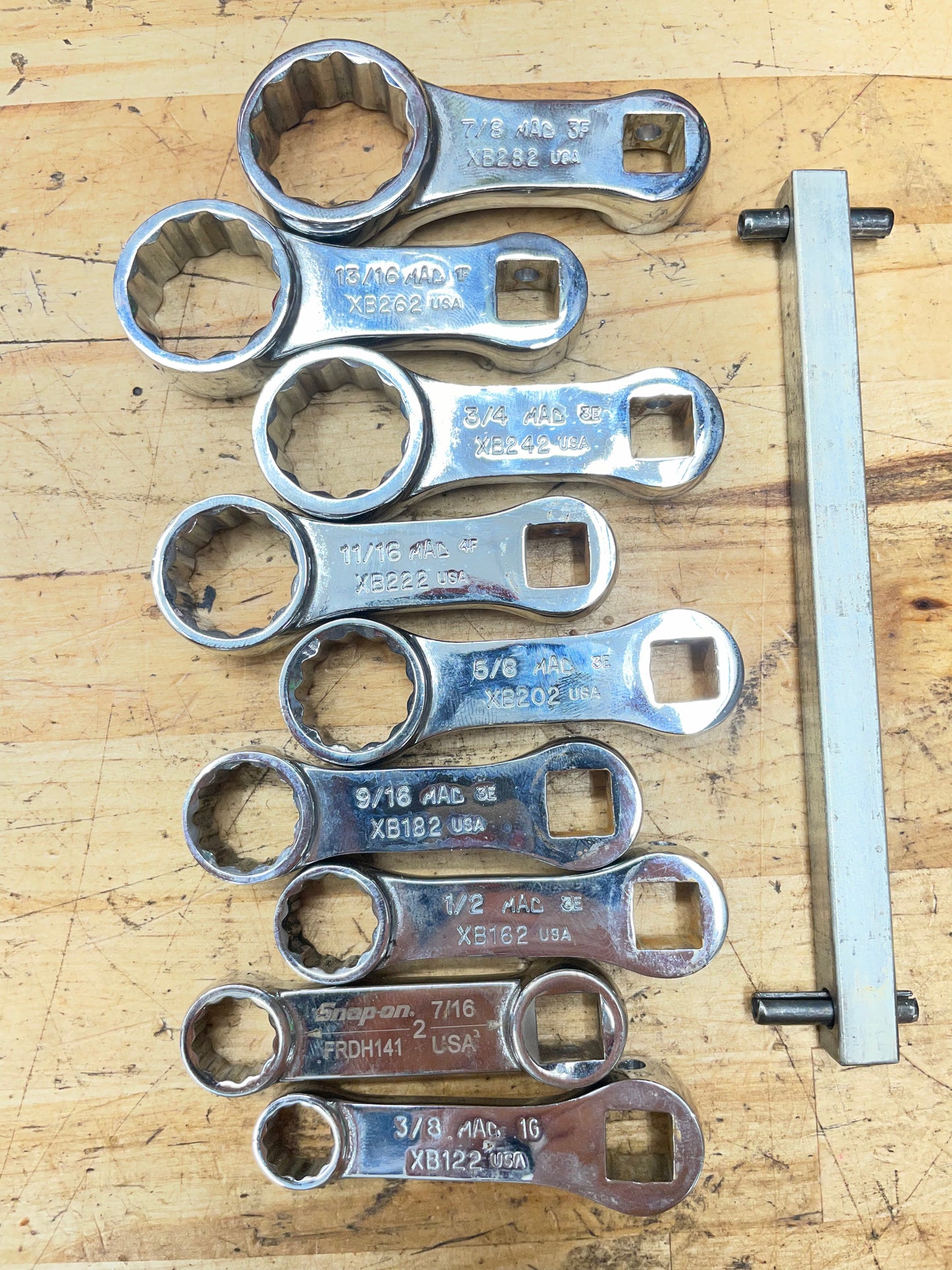Mac Tools 3/8” SAE Torque Adapter Crowsfoot Set 9pc 3/8”-7/8” USA  SXB92H