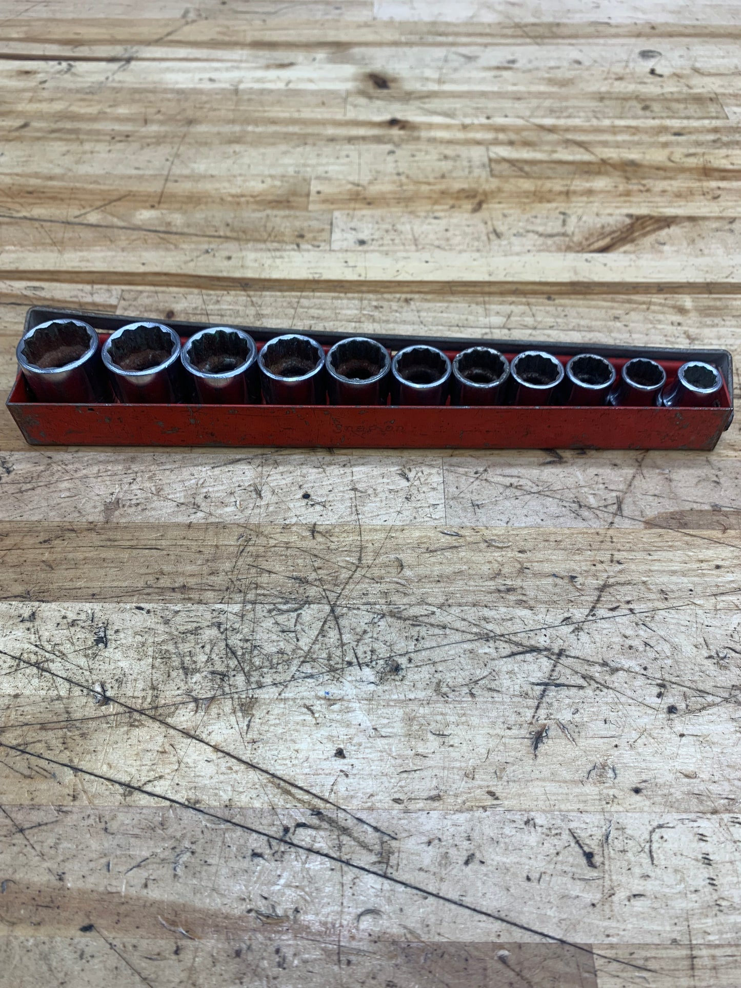 Snap On 3/8” Metric Vintage Shallow Socket Set 11pc 9-19mm 12pt USA KTA-230