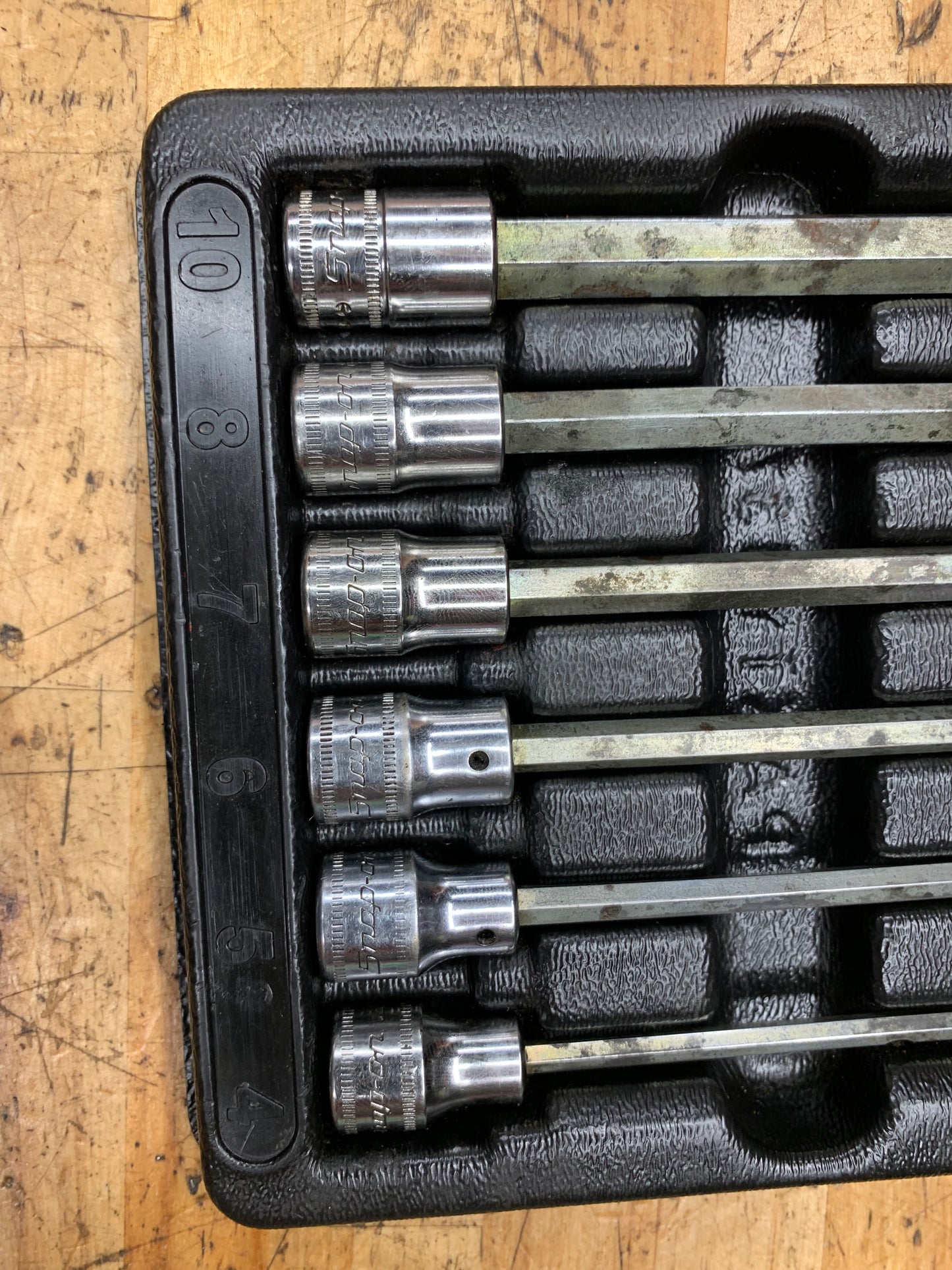 Snap On 3/8" Metric Ball End Hex Socket Tray 6pc Set USA 206EFABLM