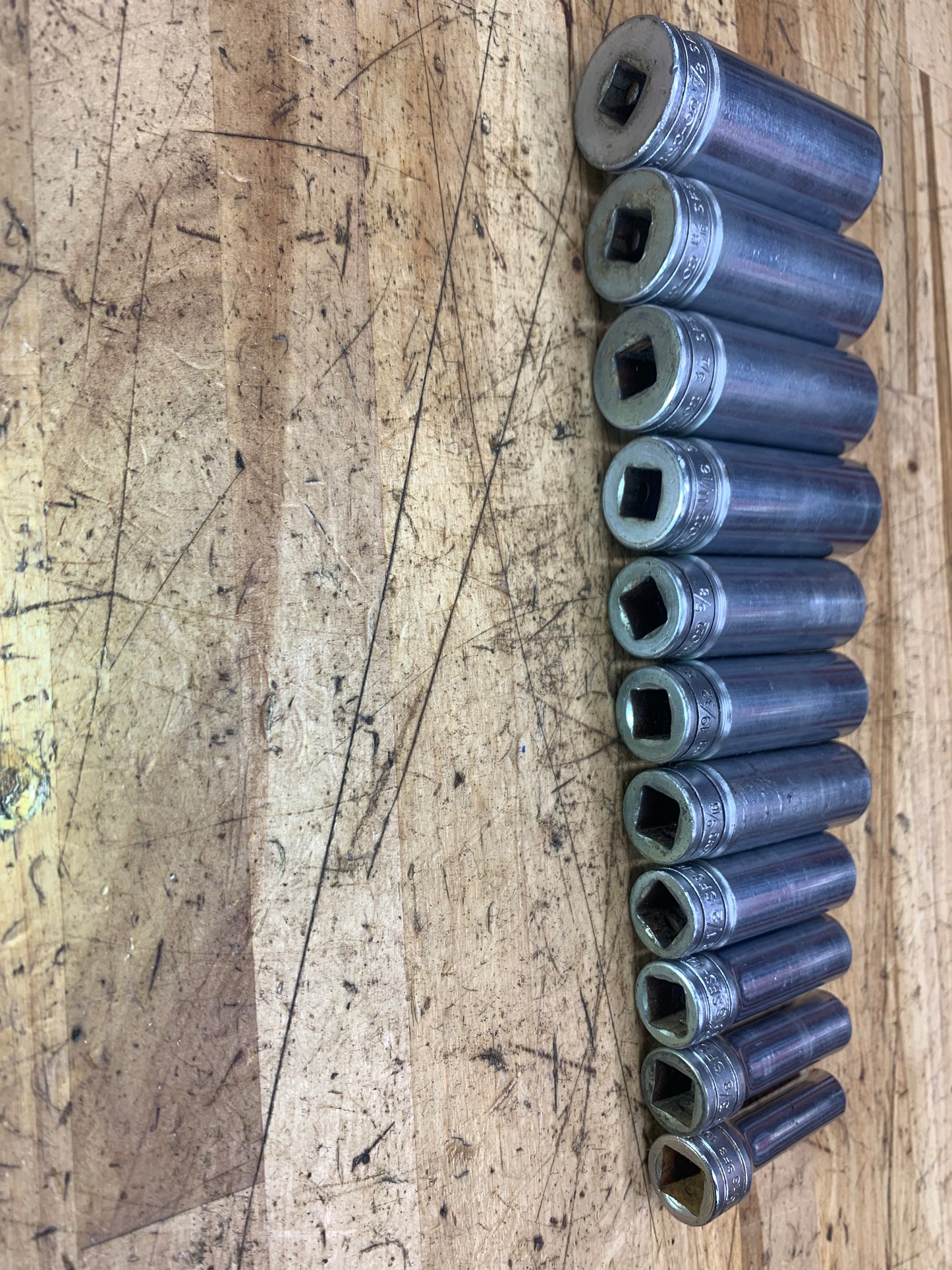 Snap On 3/8" SAE Vintage Deep Socket Set 11pc USA 211SFSY