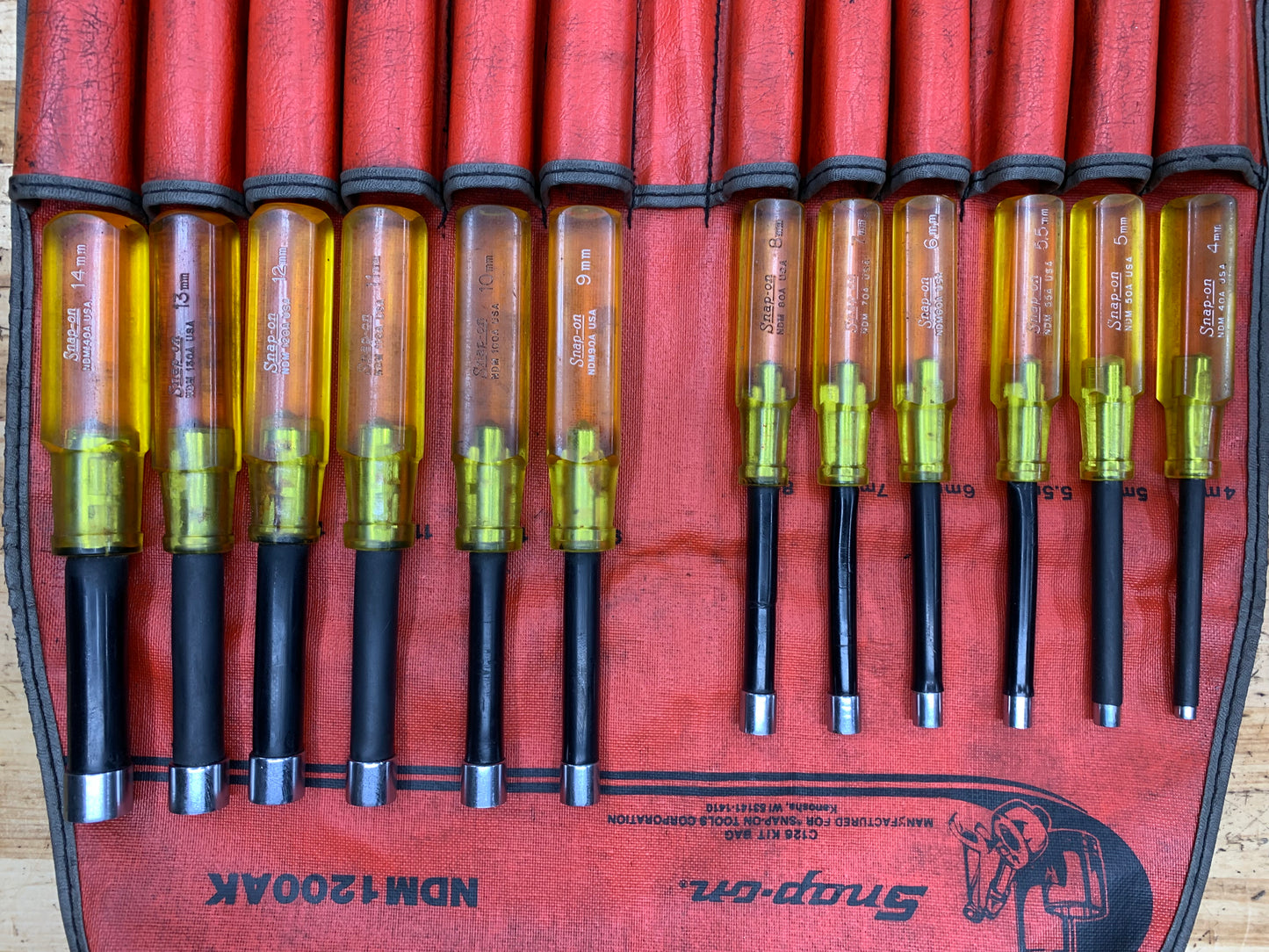 Snap On Vintage Metric Nut Driver Set 12pc USA NDM1200AK