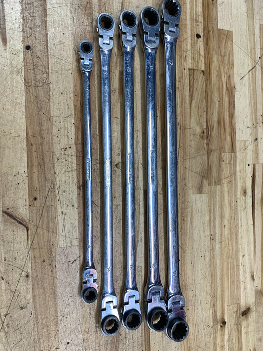 Monster XL Metric Flex Head Ratcheting Wrench Set 5pc 8-19mm