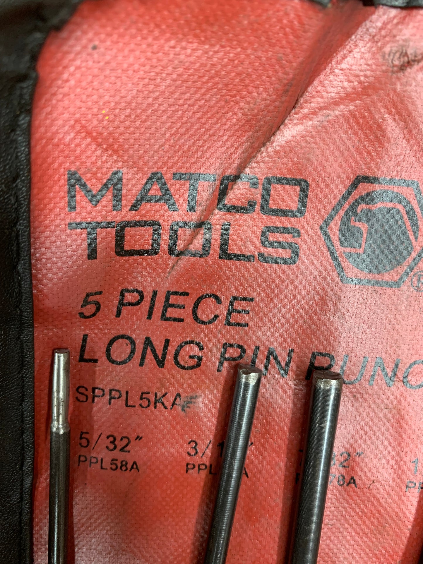 Matco Long Pin Punch 5pc Set USA SPPL5KA