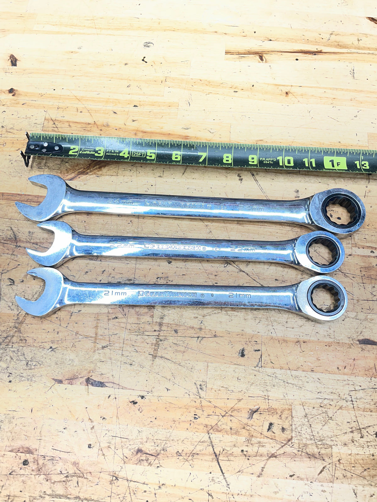 Gearwrench Metric Large Size Ratcheting Combo Wrench Set 21,22,24mm