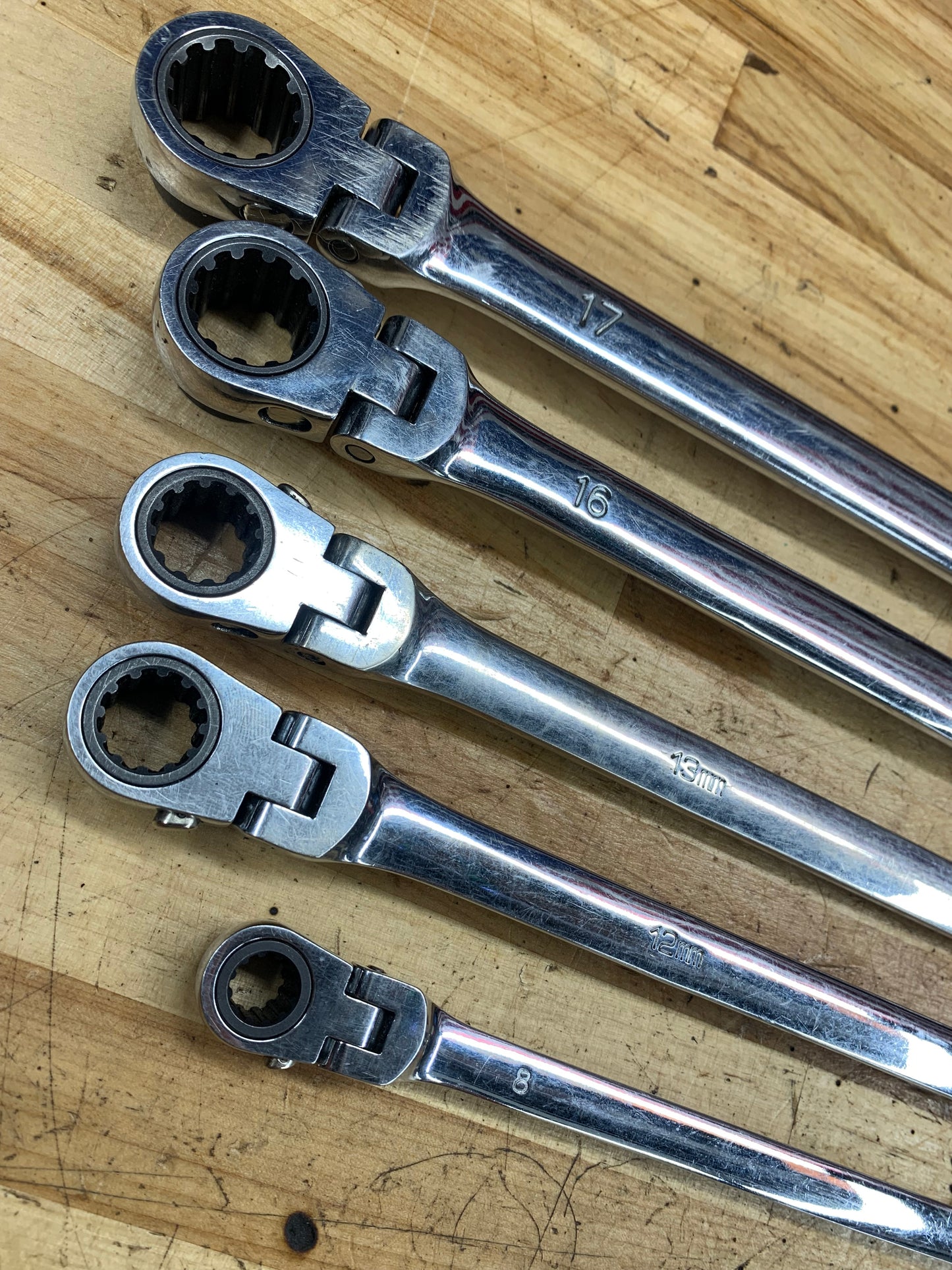 EZ Red / Matco Metric XL Flex Head Ratcheting Wrench Set 5pc 8-19mm