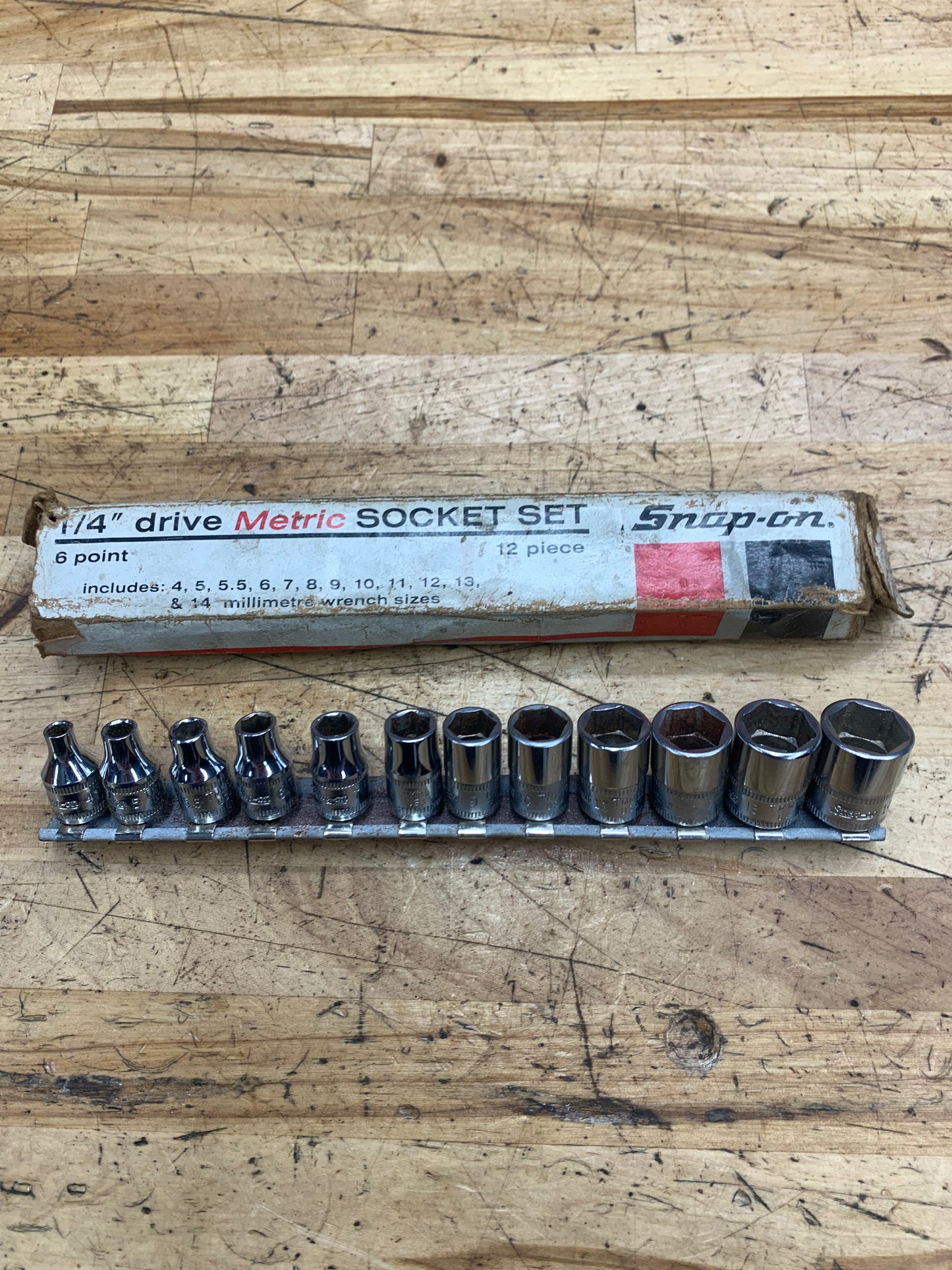 Snap On 1/4" Metric Vintage Shallow Socket Set 12pc USA EXCELLENT CONDITION 112TMMY