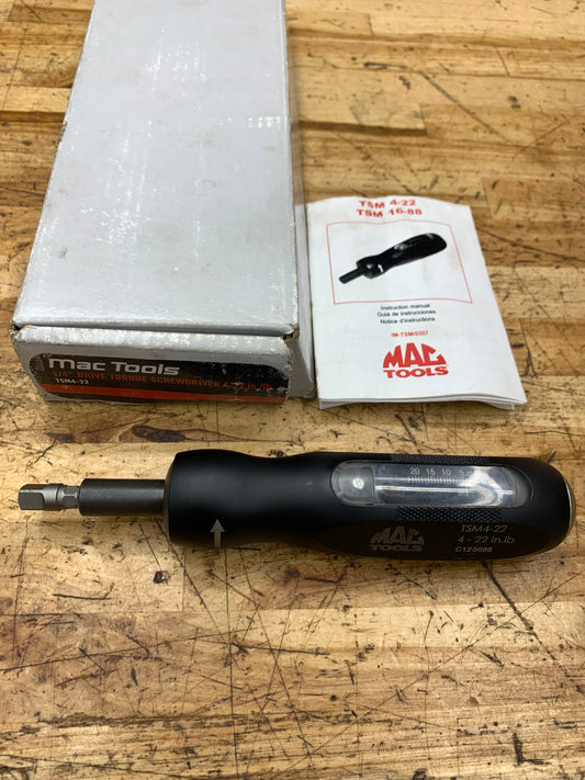 Mac Tools Torque Screwdriver 4-22 in.Lbs.  LIKE NEW TSM4-22