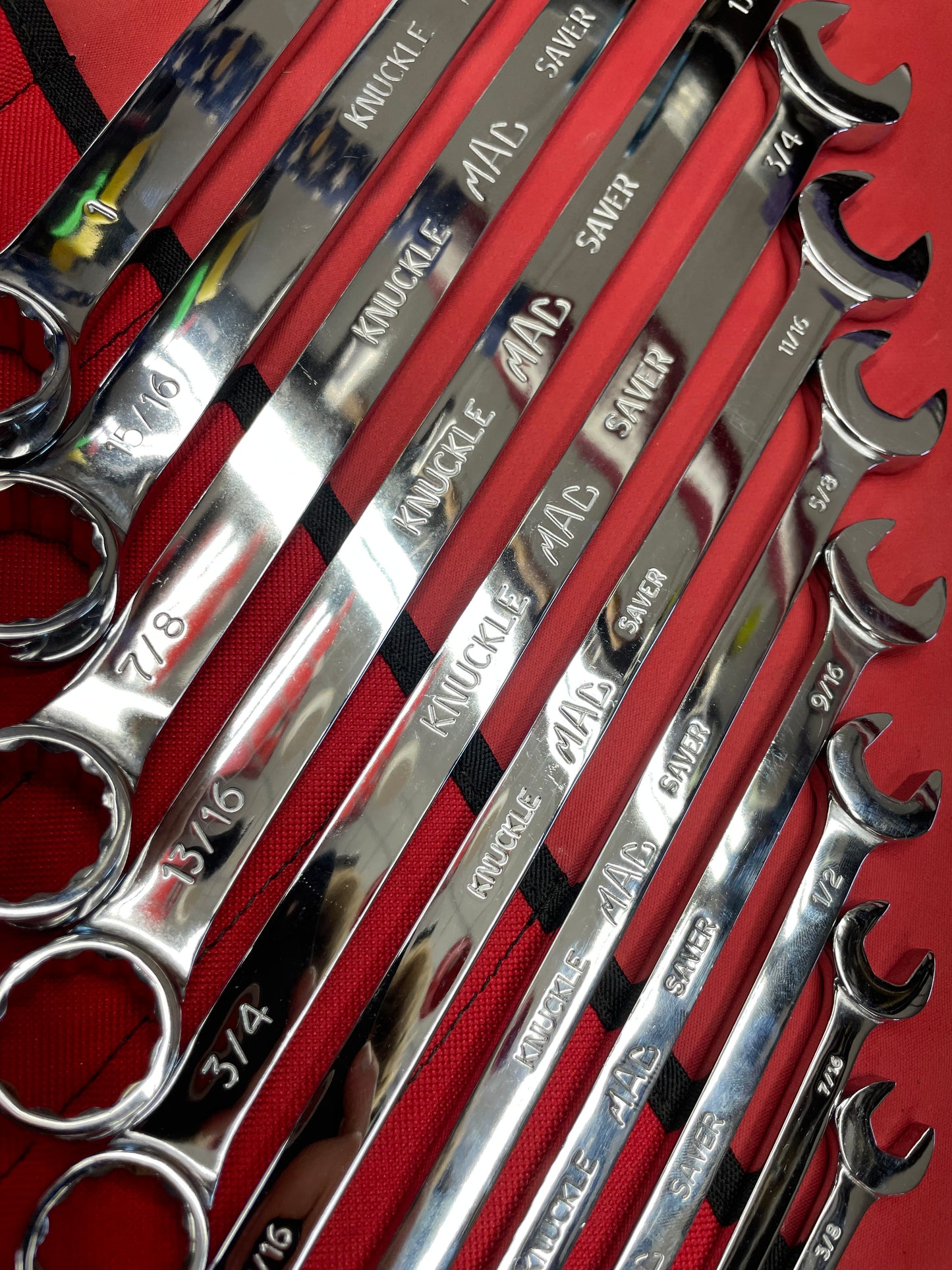 Mac Tools SAE Long Pattern Combo Wrench Set 11pc 3/8”-1” USA LIKE NEW SCL11LKS
