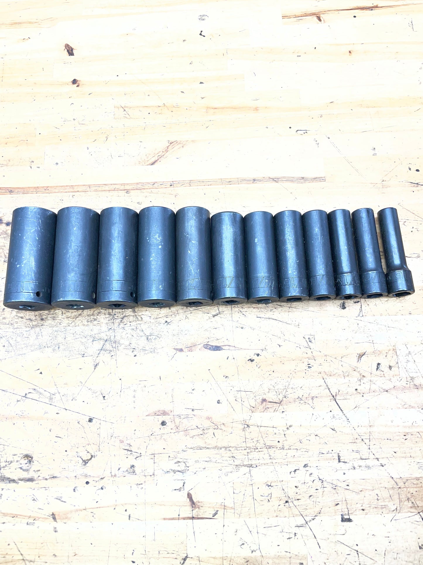 CAT by Snap On 1/2” SAE Deep Impact Socket Set 12pc USA 7/16” to 1-1/8”